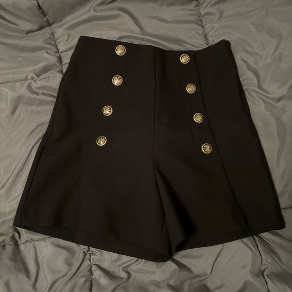 Zara High Waisted Button Dress Shorts